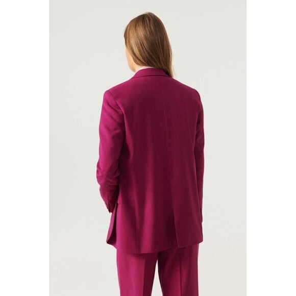 Ba&sh Womens Isha Suit Jacket Sz 0 XS Rose Fuchsia Pink Wool Boyfriend Blazer - Picture 7 of 10
